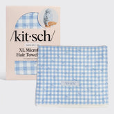 Gingham Blue XL Hair Towel Wrap