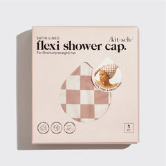 Satin Lined Flexi Shower Cap + Blush Oversized Satin Bonnet Bundle