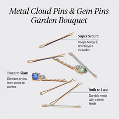 Garden Bouquet Cloud & Gem Bobby Pins 8pc Set
