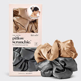Charcoal & Gold Satin Pillow Scrunchies