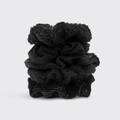 Assorted Textured Scrunchies in Black