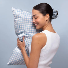 Satin Pillowcase in Gingham Blue