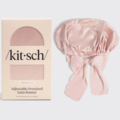 Satin Lined Flexi Shower Cap + Blush Oversized Satin Bonnet Bundle