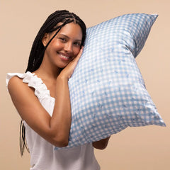 Satin Pillowcase in Gingham Blue
