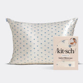 Satin Pillowcase in Pearlized Cream & Coastal Blue Print 2 Pack