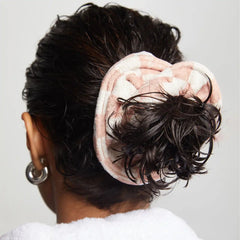 Terracotta Checker Microfiber Towel Scrunchies 2pc Set