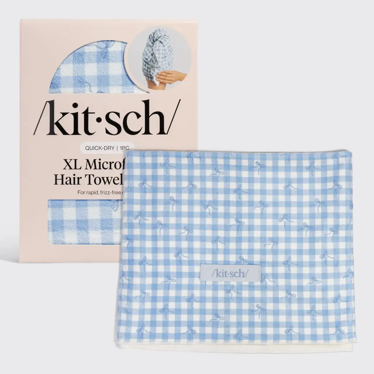 Gingham Blue XL Hair Towel Wrap