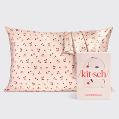 Satin Pillowcase in Cherry Print
