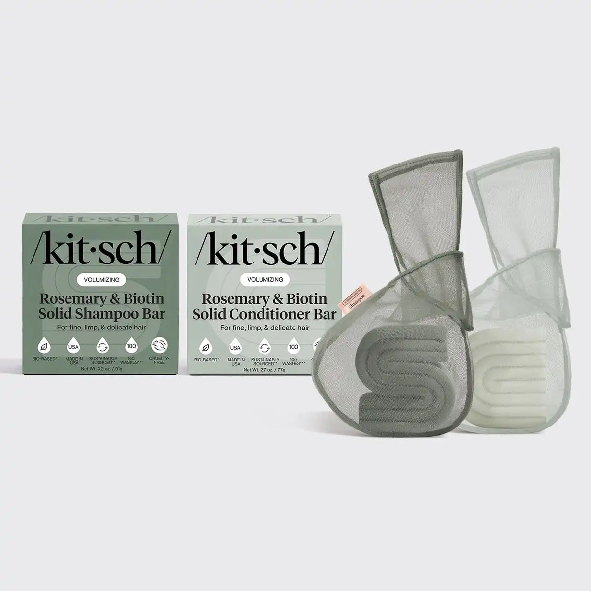 Rosemary & Biotin Shampoo & Conditioner Combo + Bar Saver Bags Bundle
