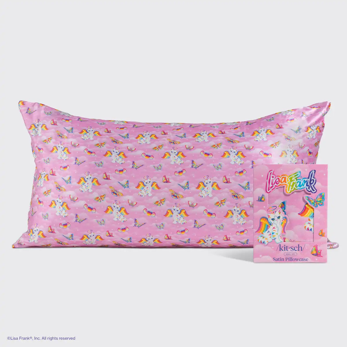 Lisa Frank x Kitsch Satin Pillowcase in Angel Kitty™ 4 Pack - King