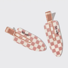 XL Terracotta Checker Creaseless Clips 2pc Set