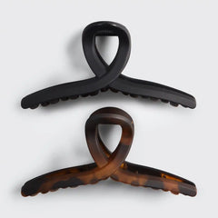 Black & Tort Loop Claw Clips 2pc Set - Large