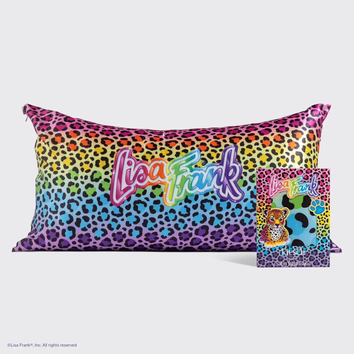 Lisa Frank x Kitsch Satin Pillowcase in Rainbow Leopard 2 Pack - King