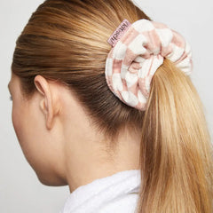 Terracotta Checker Microfiber Towel Scrunchies 2pc Set