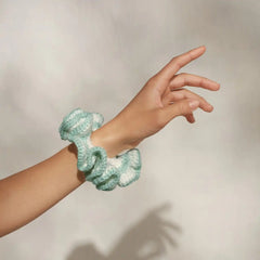 Seafoam Blue Crochet Scrunchie