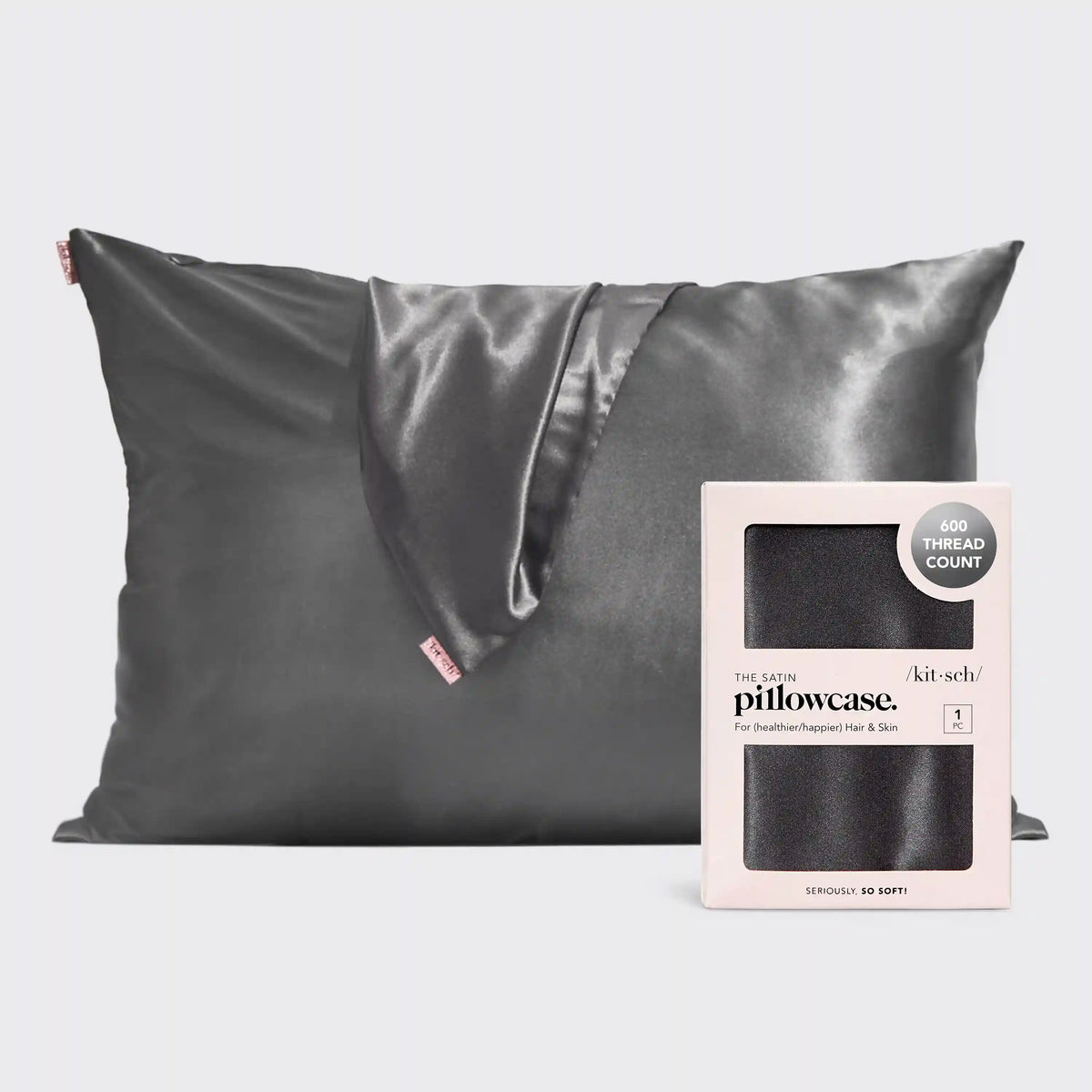 Satin Pillowcase in Charcoal 2 Pack