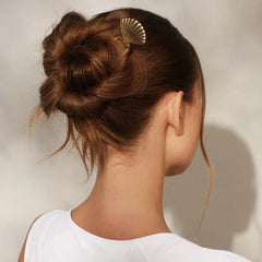 Metal Clam Shell French Hair Pin - Gold