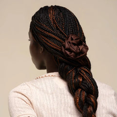 Satin Rosette Medium Flat Cloud Clip - Chocolate