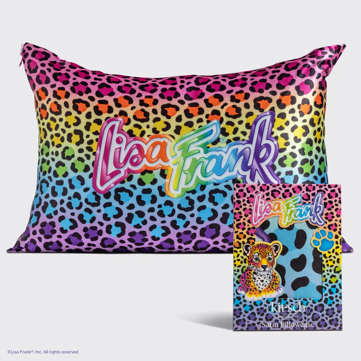 Lisa Frank x Kitsch Satin Pillowcase in Rainbow Leopard 2 Pack