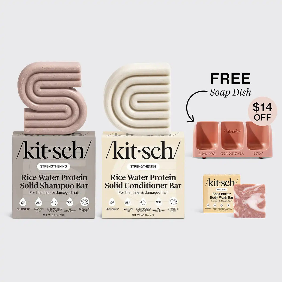 Strengthening Rice Water Trio & Terracotta Soap Dish Bundle